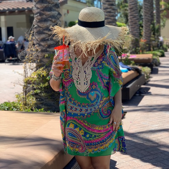 Trina Turk silk cotton green kaftan dress - Picture 2 of 2